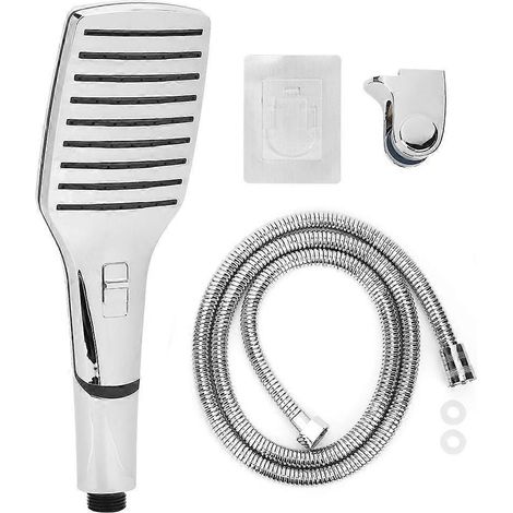 Ensemble de douchette à main haute pression et économie d'eau, accessoire de salle de bain, filetage G1/2, référence 393D (pommeau de douche + flexible + support mural sans clou) (1/5)