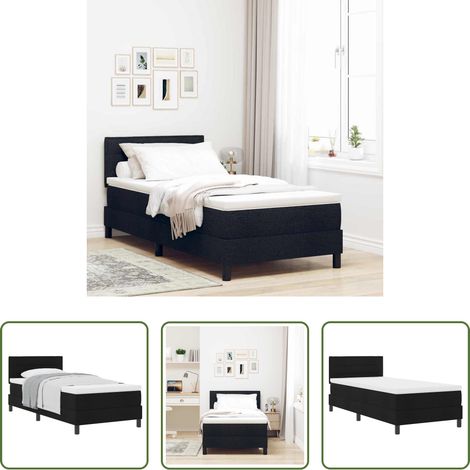 Lit moderne - Lit à ressorts avec matelas Noir 90 x 190 cm tissu (1/5)