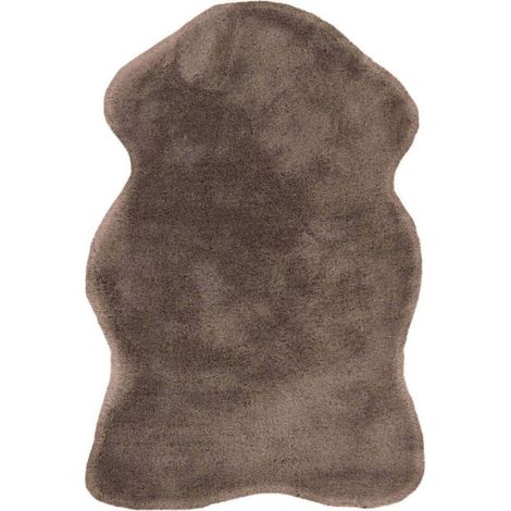 Tapis Uni Doux Poils Longs "Rabbit" 60x90cm Taupe (1/5)