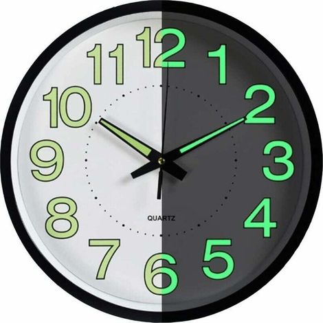 Horloge Murale à Gros Chiffres - Moderne à Quartz Silencieuse sans Tic-tac - Cadran Fluorescent pour Salon, Cuisine, Bureau, Chambre (1/5)