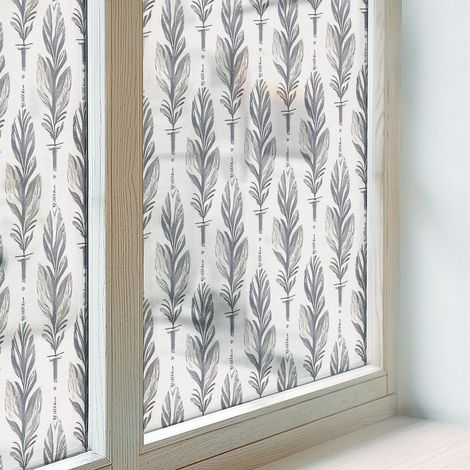 Sichtschutzfolie 100x100 cm Milchglas Blickdicht Folie für Schlafzimmer Dekorfolie PVC Dekorativ Selbstklebend Sichtschutz Fenster Elegante Federn