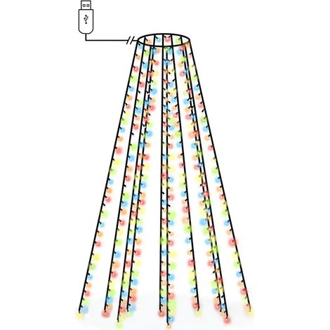 Catena luminosa decorativa per albero di Natale 250 cm 250 LED colorati atmosfera accogliente in PVC multicolore 020046780