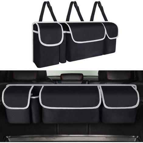 Organisateur de coffre de voiture pliable 4 poches imperméable fixation réglable (1/5)