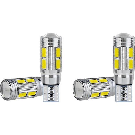 Lot de 4 ampoules LED W5W T10 12V 6000K 5630 10 SMD pour voiture, avec éclairage de plaque d'immatriculation, clignotant latéral et blanc ultra-brillant. Canbus. (1/5)