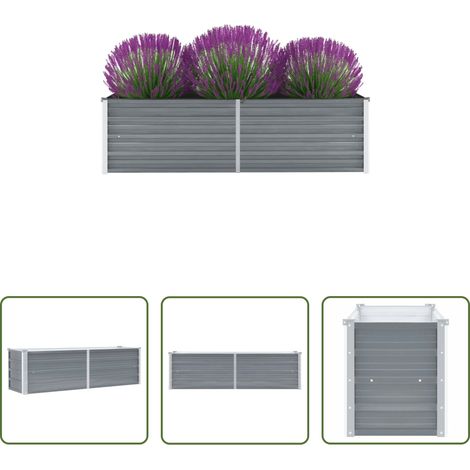 Bac de jardin en acier galvanisé - Lit surélevé de jardin Acier galvanisé 160x40x45 cm Gris (1/5)