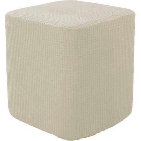Housse carrée pour pouf, repose-pieds, housse de rechange-Milky White (1/5)