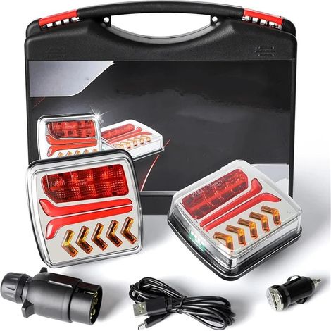 Feux de freinage et feux arrière à LED, 1 jeu, 12 V / 24 V, 30 m, feux arrière magnétiques sans fil à LED, feux arrière de remorque, feux de signalisation, feux de freinage, camping-car, camion, poids (1/5)