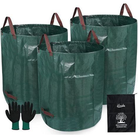 reno-Green Waste Bags - A365 - Pack of 3 - 272 L - Sturdy Polypropylene - Foldable and Self-Collecting (1/4)