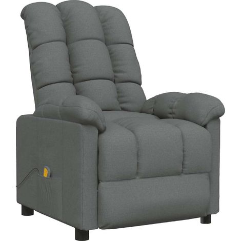 Fauteuil de Massage Relaxation Fauteuil de Luxe Gris foncé Tissu pour la Maison, Salon -BV81799 (1/5)