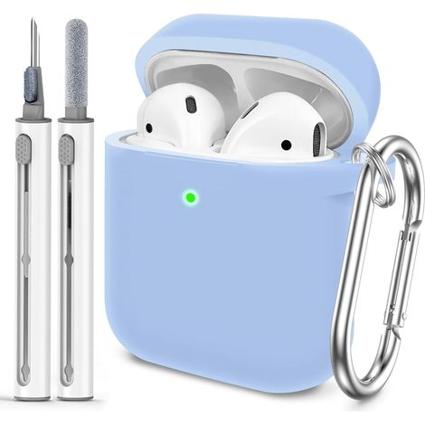 Housse Boîtier De Charge - Silicone Souple 0,25 Mm Transparent - Avec Mousqueton Et Stylo De Nettoyage - Pour Boîtiers 1ᵉʳ Et 2ᵉ Génération - 1 Pièce (1/5)