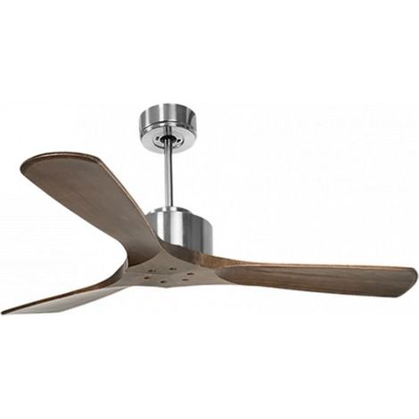 Modulo de KlassFan - Super destratificateur et ventilateur DC 132 cm Chrome pales bois sombre sans Lumière  25 à 40 m² (1/5)