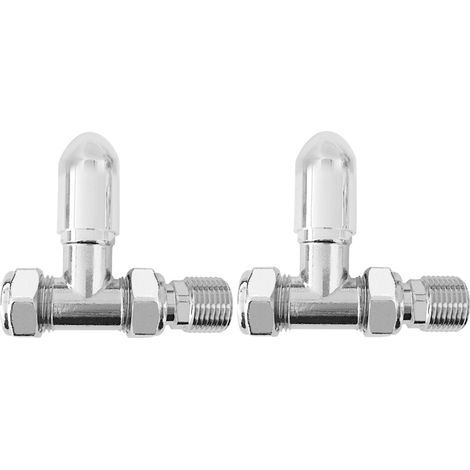 NRG Chrome Straight Manual Valve Towel Rail Designer Radiator Valves Central Heating Taps One Pair