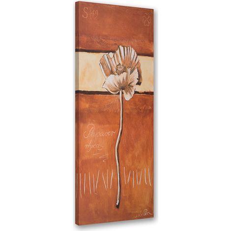 Tableau sur toile Coquelicot solitaire peint 30x90 (1/5)