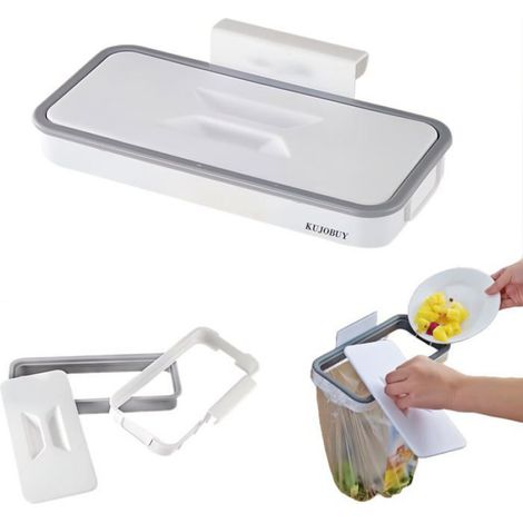 Support de Poubelle - Pour Armoire de Cuisine - Suspendu Sans Perçage - Couvercle Hermétique - Capacité 4,5 kg - 1 Pièce (1/3)