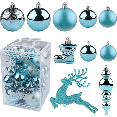 30 boules de Noël incassables bleues à suspendre au sapin pour fêtes, mariages et festivals (1/5)