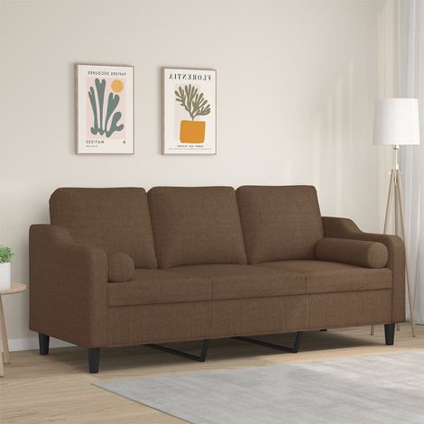3-Sitzer-Sofa mit Zierkissen Braun 180 cm Stoff (1/5)