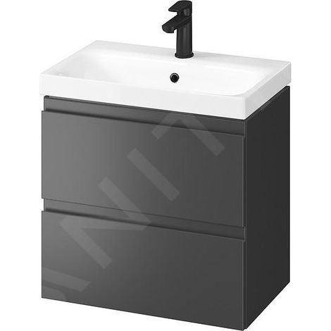 Cersanit Moduo - Meuble avec lavabo, 57x60x38 cm, 2 tiroirs, anthracite S801-477 (1/2)