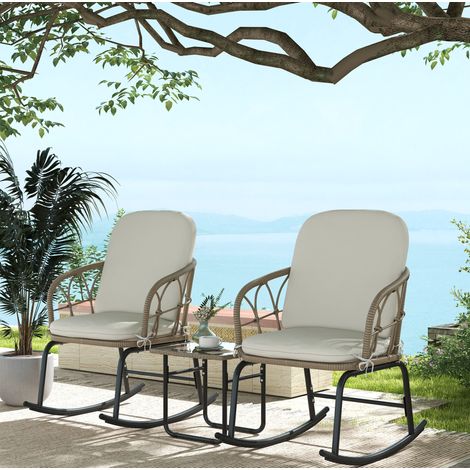 fauteuil salon basculant rotin table verre balcon jaune HAVRYA (1/4)