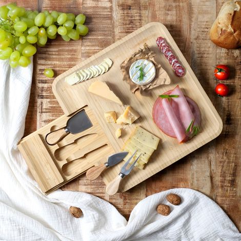 Planche à Découper - COOK CONCEPT - Bambou - Marron - Avec Tiroir et Ustensiles (1/5)