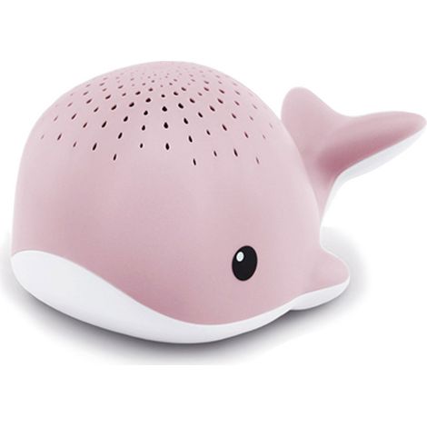 Balena Proiettore Cielo e Goccioline 9x15x8 cm in Plastica Rosa-Bianco