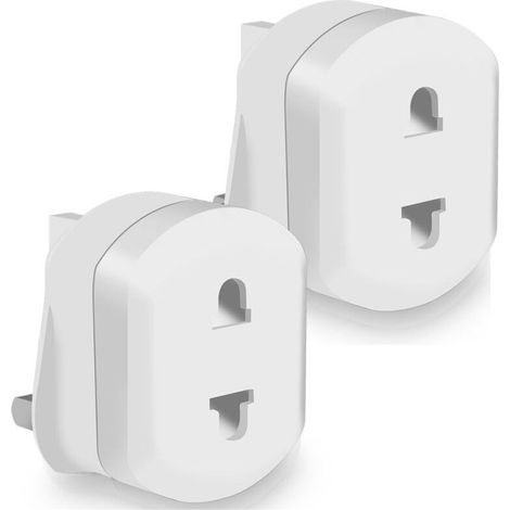 Adaptateur de Prise EU/US vers UK 2 Pièces Blanc avec Fusible 13 A – Convertisseur Prise 2 Broches à 3 Broches (1/5)