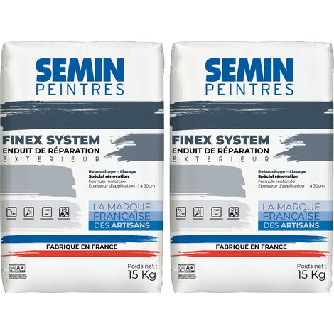 Enduit de réparation Semin Reboucheur, Extérieur, en Poudre, sac de 15 kg, Lot de 2 (1/5)
