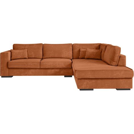 Canapé d'Angle Droit Velours "Byzance" 303cm Terracotta (1/5)