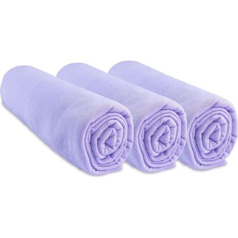 Lot de 3 Draps housse Jersey 100% Coton - 60x120 cm - Parme