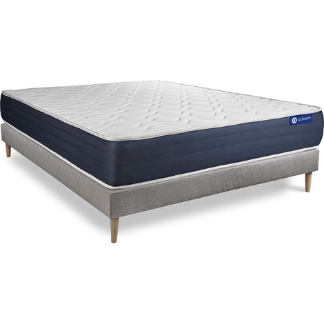 Ensemble matelas Mémoire de forme ACTIMEMO SLEEP 140x200 5zones de confort + sommier KIT gris (1/5)