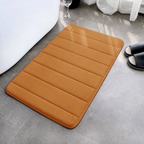 Tappeto bagno rigato 40x60cm morbido confort super assorbente antiscivolo spesso asciugatura rapida, marrone chiaro