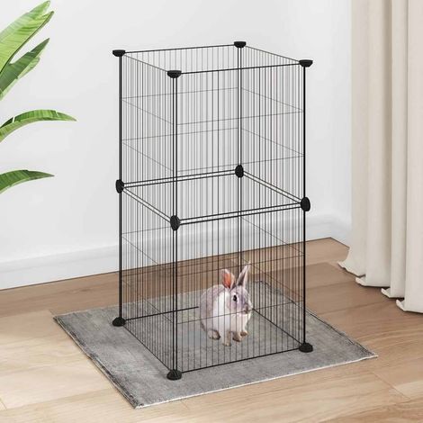 8-Panel Pet Cage Black 35x35x70 cm Steel vidaXL