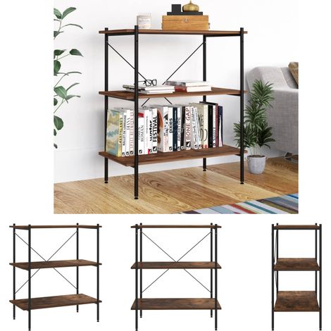 The Living Store Regal mit 3 Böden Schwarz und Natur 80x40x92 cm -  Bücherregale & Bücherschränke (1/5)