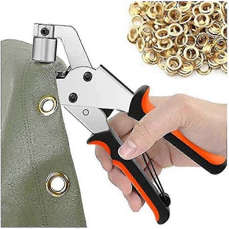Kit de pince à œillets robuste avec 300 œillets métalliques de 10 mm pour la réparation de bâches et de tentes - Outil d'installation professionnel (1/4)