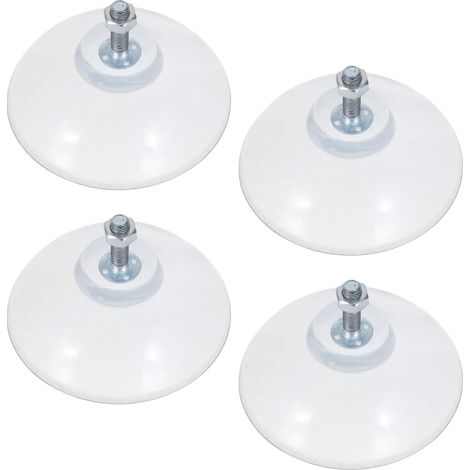 Lot de 4 Patins Antidérapants Transparents 8,4 Cm à Ventouse Filetée M6 Écrou Hexagonal, Pieds de Fixation pour Coupe-frites Professionnels, Base à Visser Résistante à