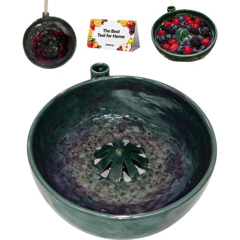 Bol de lavage automatique en céramique, bol de lavage automatique des baies, lave-fruits et légumes avec drain, bol rotatif à fruits à laver rapidement, panier multifonction pour la cuisine (1/5)
