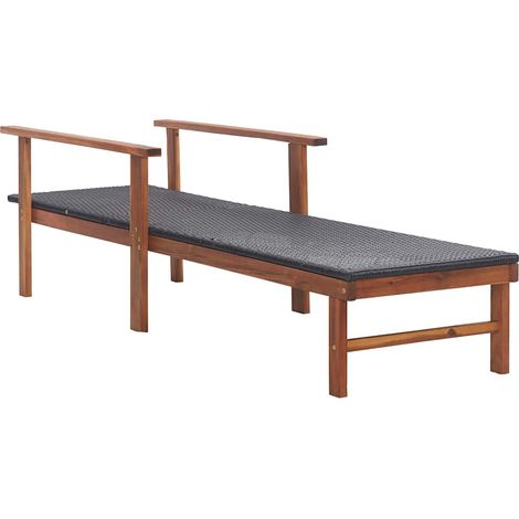 Maison Exclusive - Lettino Prendisole Polyrattan e Legno Massello di Acacia Nero (1/5)