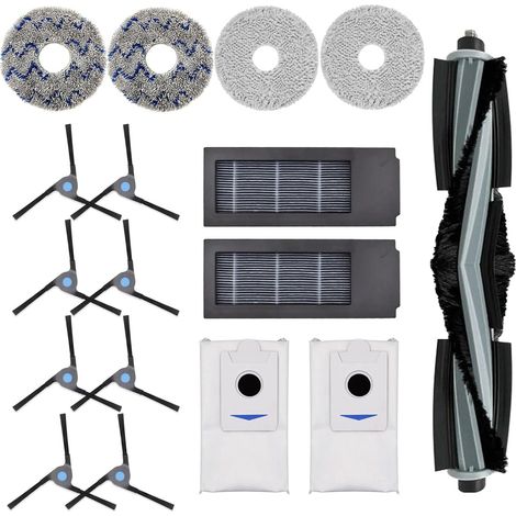Accessoires pour Ecovacs Deebot X2, X2 Omni, X2 Pro, DEX86 aspirateur pièces de rechange, 1 brosse principale, 8 brosses latérales, 4 Chiffon de Nettoyage, 2 filtres, 2 sacs à poussière (1/4)