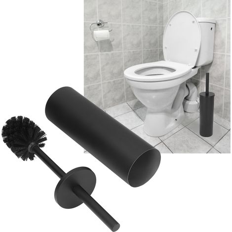 Set schwarzer Edelstahl-Toilettenbürsten, langer Griff, keine toten Winkel, Badezimmerbodenreinigungsbürste. (1/5)