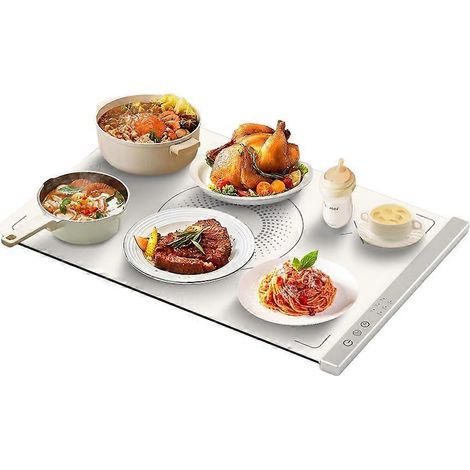 Chauffe-plats pliable, plaque chauffante électrique portable, blanc, prise européenne. (1/5)