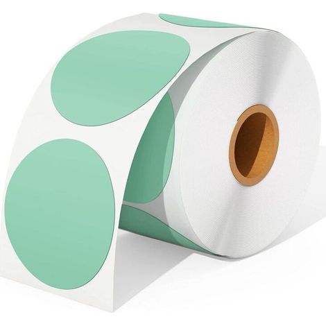 Lot de 500 Étiquettes Thermiques Ronde, Etiquette Autocollante Ronde 2 x 2 pouces, Shipping Label Résistant aux rayures, à l'eau, à la saleté, à la poussière et à la graisse-vert (1/4)