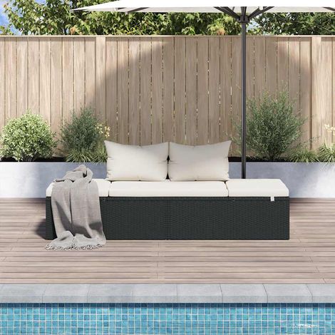 Transat - Lit de jardin - Bain de soleil pour Relax Noir 195x60 cm Résine tressée -FR19309 (1/5)