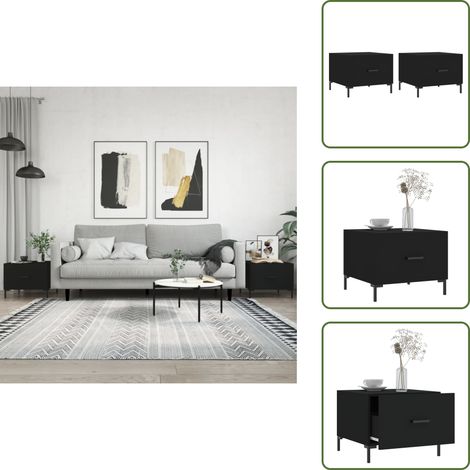 The Living Store Couchtische 2 Stk. Schwarz 50x50x40 cm Holzwerkstoff - Elegante Couchtische - Wohnzimmerstil - Holzwerkstoff Möbel - Couchtisch Set - Beistelltisch Schwarz (1/5)