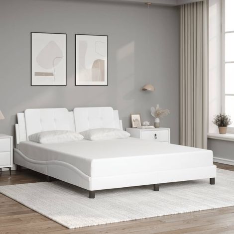 vidaXL Cadre de lit sans matelas Zadar blanc 160x200 cm similicuir (1/7)