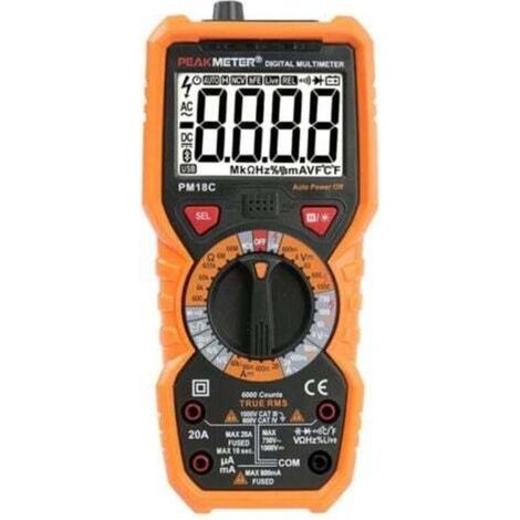 Multimètre numérique PM18C AC DC Testeur électrique numérique automatique Voltmètre sans contact Ampèremètre Ohmmètre Détecteur de tension Maintien avec affichage rétroéclairé (1/4)