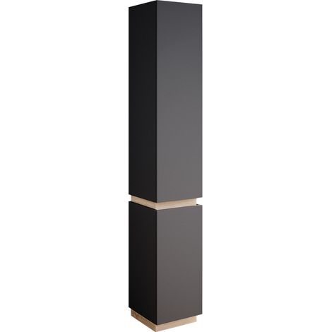 Meuble de rangement de salle de bain Gloria, Anthracite, 33 x 197.5 cm avec 2 portes, Vicco