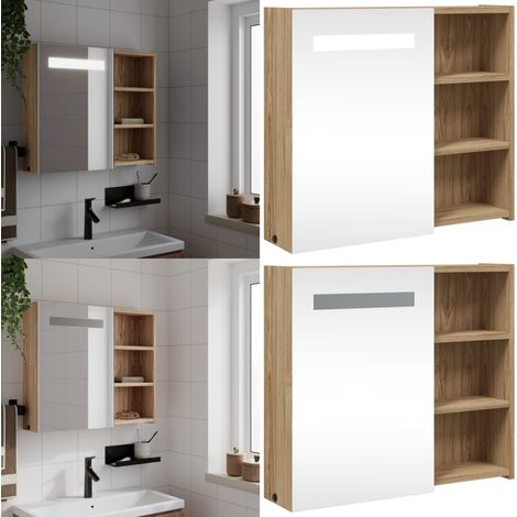 vidaXL Spiegelschrank mit LED-Beleuchtung Eichenoptik 60x13x52 cm (1/5)