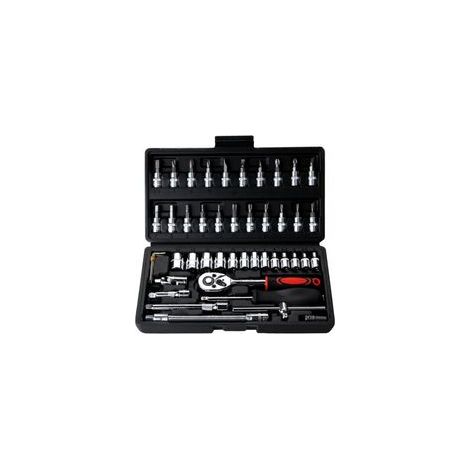46 clés à douille métriques de 1/4" - Kit d'outils pour la maison - Réversibles à cliquet pour voiture
