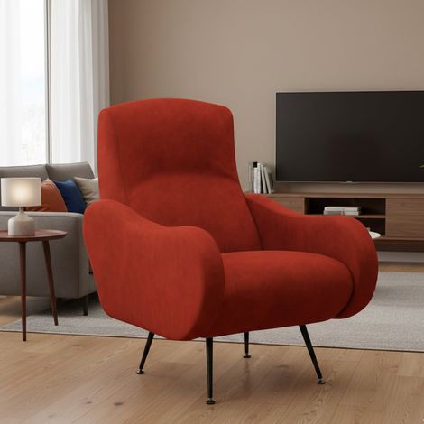 Sillón Dromondin, con reposabrazos, Made in Italy, Naranja (1/5)