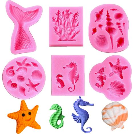 Moule en silicone thème marin coquillage queue de sirène moule à fondant DIY pour pâtisserie artisanale