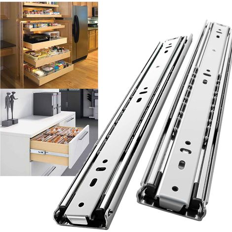 1 Paar Hochleistungs-Schubladenschienen, Tragkraft bis zu 68 kg, 3-fach Vollauszug, seitliche Montage, 45 mm Auszug, 350 mm 14 Zoll
